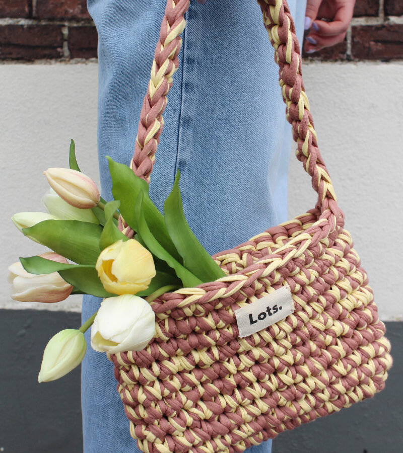 Schoudertas bruin, lichtgeel