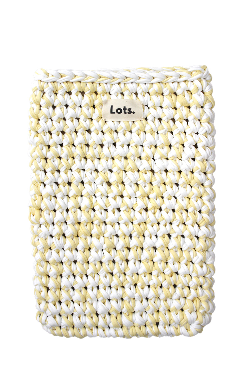 Laptophoes wit, lichtgeel