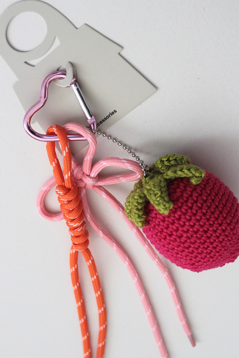 Bag charm aardbei felroze - Afbeelding 2