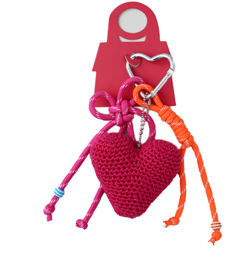 Bag charm hartje felroze