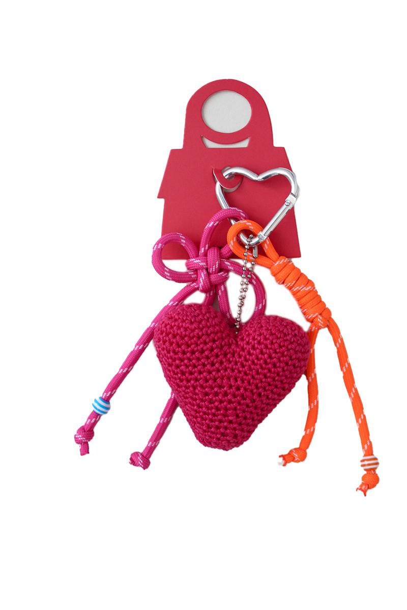 Bag charm hartje felroze