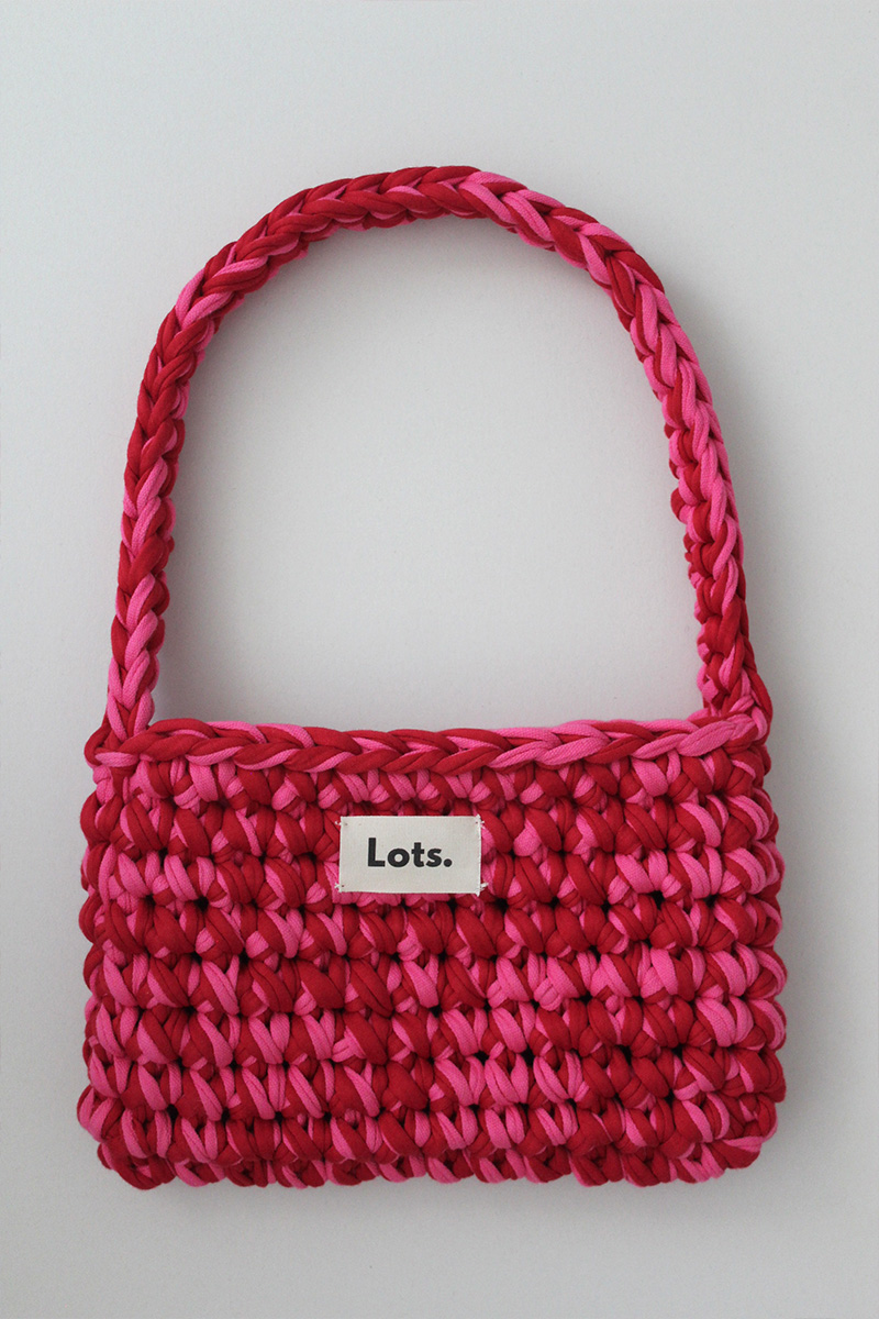 Gehaakte schoudertas roze, rood - Afbeelding 2