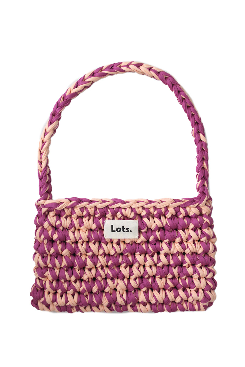 Schoudertas paars, perzik